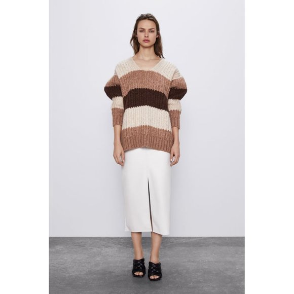 Zara Oversized Loose Fit Striped Sweater S - Picture 2 of 6
